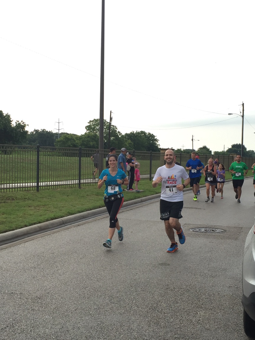 James running a 5k